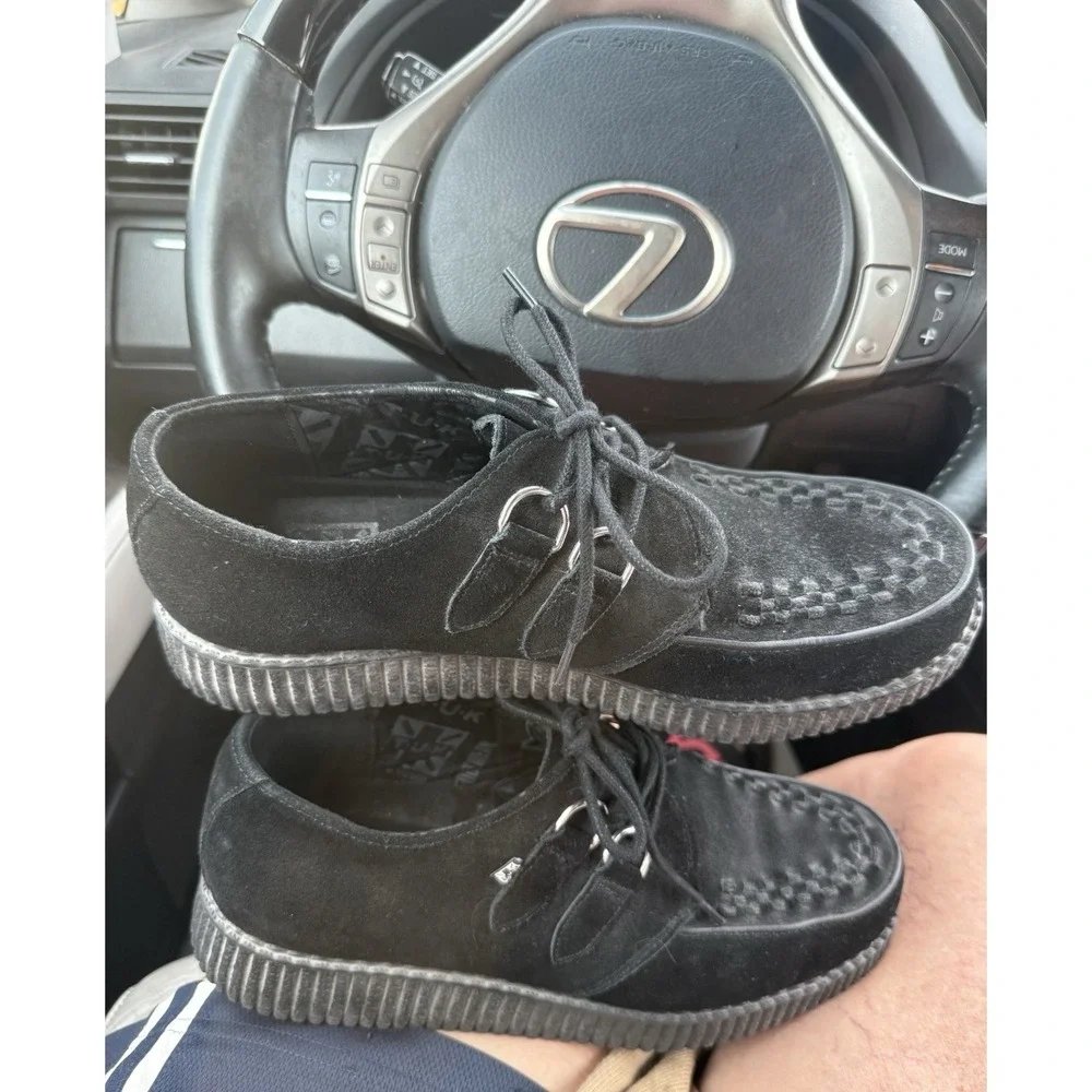 TUK Viva Mondo Black Suede Platform Creepers Emo Grunge Lace Up Shoes M11 W13
